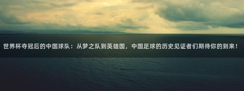 世界杯夺冠后的中国球队：从梦之队到英雄国，中国足球的历史见证者们期待你的到来！